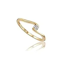 miore bijoux pour femmes bague de fiançailles solitaire avec diamant 0,10 ct bague tension classique en or jaune 9 kt (375) or