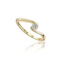 miore bijoux pour femmes bague de fiançailles solitaire avec diamant 0,15 ct bague tension classique en or jaune 9 kt (375) or