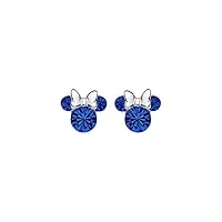 disney 32018943 boucles d'oreilles pour femme en argent 925 avec 1 cristal bleu foncé taille unique, taille unique, argent