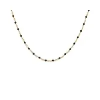orus bijoux - collier argent doré et pierres naturelles noires - taille : 41cm