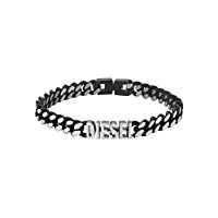 diesel bracelet pour hommes en acier, longueur : 208mm, largeur : 7.8mm bracelet en acier inoxydable argenté, dx1386040