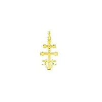 croix religieuse pendentif caravaca 32x16 mm or jaune 18 carats brillant - coffret cadeau - certificat de garantie - mondepetit