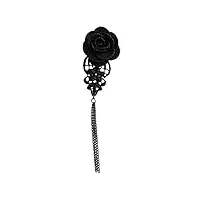 wrtgerht broches noir rose dentelle gland broche broche tissu corsage boucle vintage femmes accessoires broches (color : black, size : one size)