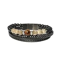 or de paris braz: bracelet cuir luxe pour homme et bronzite brbr8570-petit petit: 17 cm
