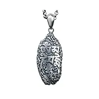 colliers de pendentifs en argent sterling pour hommes retro charmes bijoux religion bouddhiste à six caractères proverbes cadeaux pour père garçons, ozzki, seulement pendant