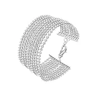 orus bijoux - bracelet argent manchette large chaines petites boules - taille : 19cm