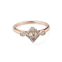 bague de fiançailles en or rose 14 carats avec diamant naturel en forme de halo trapézoïdal, métal métal pierre, diamant sel et poivre