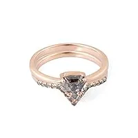 bague de fiançailles en argent 925 avec diamant 0,72 carat et finition or rose, métal métal pierre, diamant sel et poivre