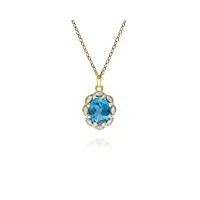 gemondo classique london topaze bleu et diamant luxe pendentif en 9ct or jaune