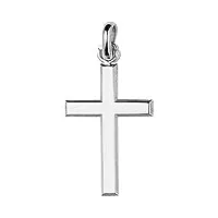 croix catholique brillant or 750/00 - biseautée - or blanc 750/00 - pendentif croix