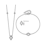 parure de bijoux en argent sterling 925 plaqué rhodium avec zircone cubique imitation diamant 17,8 cm/45,7 cm, métal, zircone cubique