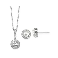 parure de bijoux pour femme en argent sterling 925 poli plaqué rhodium avec oxyde de zirconium imitation diamant 45,7 cm, métal, zircone cubique