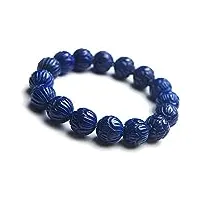 uthty bracelet perle pierre 14mm deep blue natural lapis lazuli gemstone sculpture crystal round bead bracelet aaaaa (color : as shown)