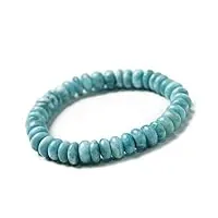 uthty bracelet perle pierre 8mm naturel bleu larimar gemstone cristal abacus perle stretch femmes hommes bracelet aaaaa (color : as shown)