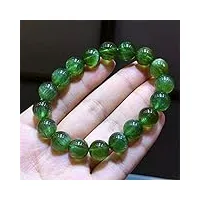 uthty bracelet perle pierre précieux naturel vert kunzite oeil de chat pierre gemme cristal perle ronde femme hommes bracelet aaaaa (color : as shown)