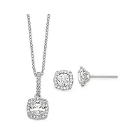 parure de bijoux pour femme en argent sterling 925 poli plaqué rhodium avec oxyde de zirconium imitation diamant 45,7 cm, métal, zircone cubique