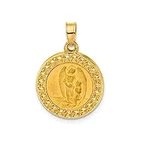collier avec pendentif médaille ange gardien creux en or 14 carats 16,6 mm, métal