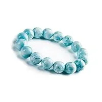 bracelet bracelet de perles rondes en cristal extensible de pierres précieuses de larimar bleu naturel de 13 mm aaaa (color : as shown)