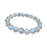 bracelet bracelet de perles rondes extensibles en cristal de pierre précieuse de pierre de lune naturelle véritable 10,5 mm (color : as shown)