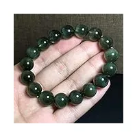 bracelet véritable naturel vert quartz rutile cristal perle ronde femme homme bracelet extensible 10.5mm (color : as shown)