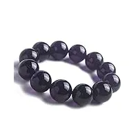 sudemota bracelet deep purple natural amethyst gemstone healing crystal big round bead bracelet 19mm (color : purple)