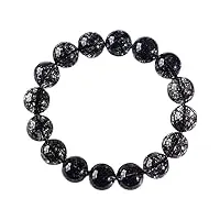 bracelet bracelet de perles rondes en cristal de quartz rutile de cheveux noirs naturels de 12,5 mm aaaaa (color : as shown)