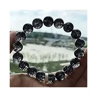 bracelet 10.5mm brésil noir naturel rutile quartz gemme cristal clair extensible rond perle bracelet aaaaaa (color : as shown)