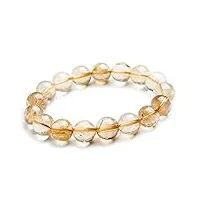 bracelet 12mm naturel or rutile quartz gemstone stretch cristal perle ronde femme hommes bracelet (color : as shown)