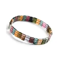 bracelet bracelet jonc de perles de rectangle de cristal de pierre précieuse de quartz de tourmaline colorée naturelle (color : as shown)