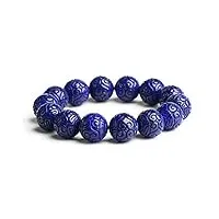 sudemota bracelet bracelet extensible en cristal de perles rondes de 15 mm de pierres précieuses de lapis-lazuli bleu naturel (color : blue)