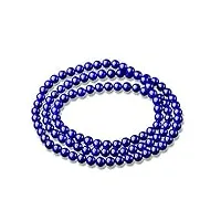 bracelet 6mm naturel bleu lapis lazuli pierre précieuse cristal perle ronde bracelet trois tours bracelet collier aaaaa (color : as shown)