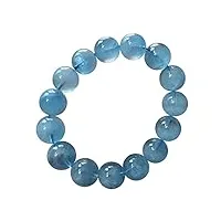 bracelet véritable pierre précieuse aigue-marine bleue naturelle grande perle de cristal ronde femmes hommes bracelet extensible aaaaa 11mm 12mm 13mm 14mm 15mm 16mm (color : as shown, size : 16mm)