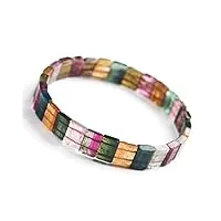 bracelet bracelet extensible de perle de rectangle de cristal de quartz de tourmaline véritable naturel (color : as shown)