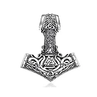 materia by matthias wagner pendentif marteau de thor en argent 925 – pendentif celtique pour homme ka-98, argent