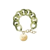ice jewellery - chain bracelet - opaline green - bracelet mailles xl pour femmes fermé d'une médaille dorée (021229)