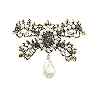 sudemota boutons de broche alliage strass incrusté perle arc broche fille mignon pin rétro pop corsage accessoires (color : a, size : 4.5 * 5.5cm)