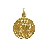 les poulettes bijoux - pendentif plaqué or médaille ronde saint christophe