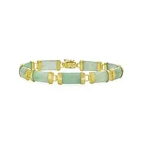 bling jewelry bracelet en maillons de tube en jade vert clair véritable de style asiatique pour femmes plaqué or jaune 14 carats sur argent sterling .925 7,5 pouces