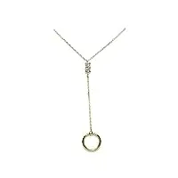 collier pendentif cercle or 18k femme | collier à breloques avec anneau rond en zircone brillante | chaîne 42cm | 1,05 g d'or jaune | bijoux tendance | anniversaire de mariage cadeau noël |