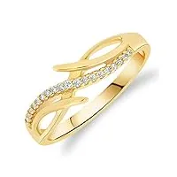 bague pour femme en or jaune 375/1000 sertie 19 diamants blancs