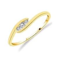 planetys - bague trilogie pour femme en or jaune 375/1000 sertie diamants blancs