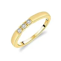 bague alliance trilogie pour femme en or jaune 375/1000 sertie diamants blancs