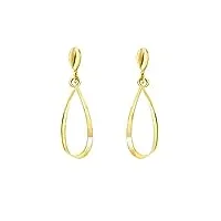 lucchetta boucles d'oreilles pendantes en or jaune 9k, forme de goutte Élégante, bijou d'or pour femme fille, made in italy certifié