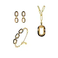 orus bijoux - parure seven collier bracelet boucles d'oreilles en argent doré et acétate - taille : 45cm