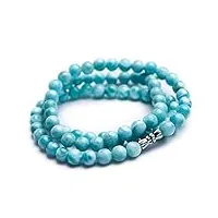 uthty véritable collier de perles rondes en cristal de pierre précieuse de larimar bleu naturel 7mm aaaa