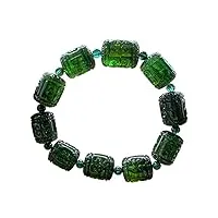 uthty 10mm précieuse tourmaline naturelle pierre gemme clair vert sculpté cristal perle stretch femme dame bracelet aaaaa