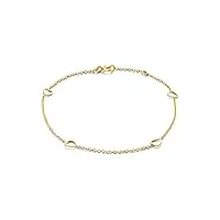 orovi bijoux pour femmes bracelet en or jaune avec petits cœurs chaîne d’ancre en or 9 carats (375), 18 cm de long