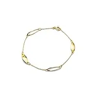orovi bijoux pour femmes bracelet en or jaune avec pendentifs plaques et maillons chaîne d’ancre en or 9 carats (375), 18 cm de long
