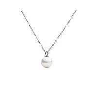 secret & you collier de perles de culture rondes de 8,0 à 8,5 mm d'eau douce - chaîne et pendentif en argent sterling 925 millièmes baigné de rhodium ou d'or 18k 40 ou 45 cm de long.