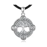 aeonslove collier arbre de vie viking collier yggdrasil rune argent 925 pour homme femme pendentif amulette nordique vintage bijoux porte bonheur arbre du monde